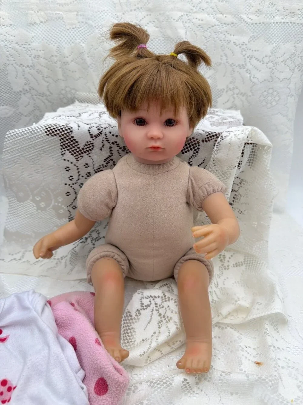 Reborn Baby Doll Giraffe Shirt Pink Polka Dot Pants Realistic Body 18